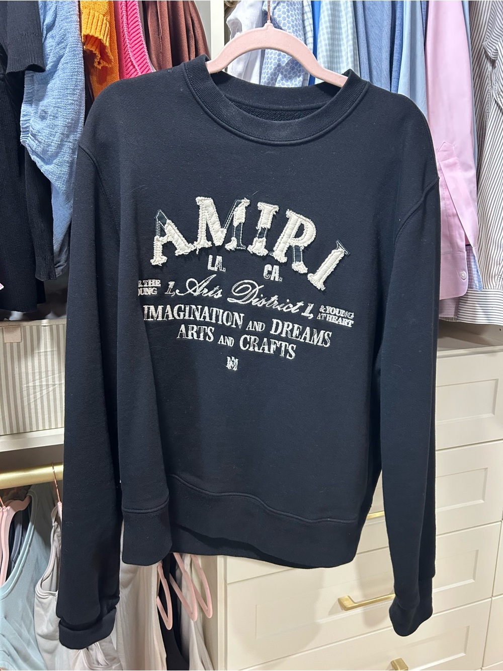 AMIRI Black Pullover Sweatshirt with White Tag Detail